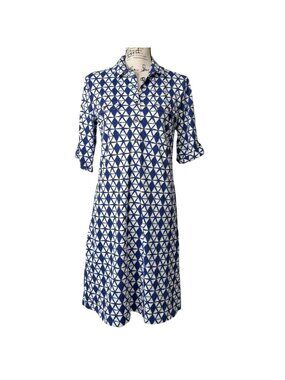 J. McLaughlin Womens Small Lawrence Shirt Dress Catalina Cloth Blue White
